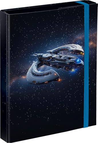 Baagl Heftbox für Schulranzen - Heftmappe A5 23x17 cm - für Kinder mit Gummiband und Innenklappen - Sammelmappe, Sammelbox mit Gummizug für Jungen (Spaceship)