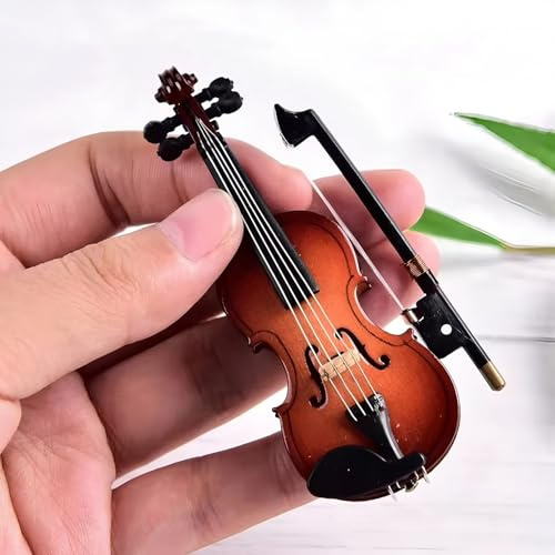 Playable Tiny Violin Figurine, Die Kleinste Spielbare Miniatur-Geige der Welt mit Sound und Trauriger Musik, Mini Musikinstrument Deko, Lustiges Gag-Geschenk für Sammler und Musikliebhaber (20cm)