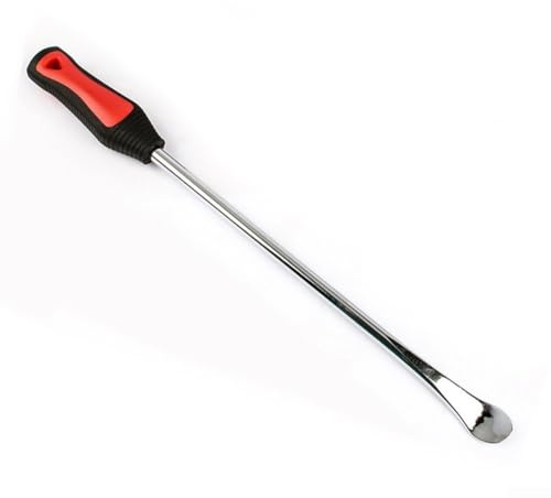 Red Steel Pry Bar for Tires, Heavy Duty Crowbar Tool for Motorcycle Mountain for Bike and Battery Car Tire Changing, 37cm Prying Iron Bar with Protective Rim Design