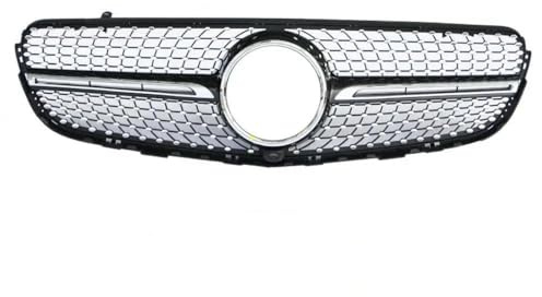 Frontstoßstangengitter Diamonds Grille Front Racing Grill Für Mercedes Für Benz Für GLC-Klasse W253 GLC200 GLC250 GLC300 X253 GLC450 2015–2019 Kühlergrille(Silber,With camera)