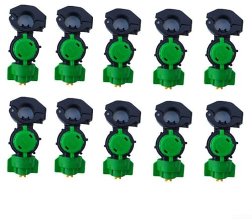 Alanmoship Paquete de 10 boquillas pulverizadoras agrícolas montadas en tractor con orificio de 9,8 mm, compatibles con abrazaderas de tubería de 21 a 22 mm, finas para atomización de gotas