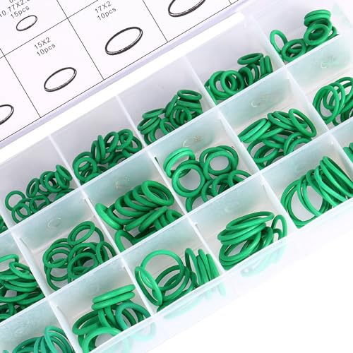 YUEHISY O-Ringe 270-teilig, O-Ring-Sortiment-Set mit 18 Größen für die Reparatur von Kfz-Klimaanlagen, Austausch von -Ringen für LKW-Klimaanlagen, Gummidichtringe für HVAC-Systeme, Grüner -Ring-Satz