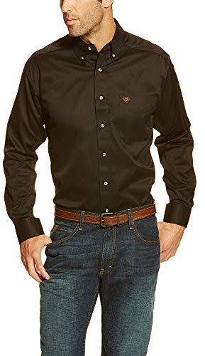 ARIAT Men's Solid Twill Shirt-dotd Long Sleeve Western Button-Down, Black, Medium