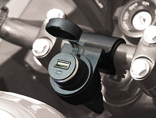 BC Battery Controller 710-P12USB - Prise 12V Allume Cigare Étanche avec Support Universel au Guidon pour Moto + Chargeur/Adapteur USB Extractible
