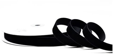 Creativery Samtband 16mm x 10m Rolle - Farbauswahl in 3/6/10/16/22/25/50mm - farbecht & waschbar - Schleifenband zum Nähen - Geschenkband zum Verpacken Dekorieren Basteln - Schwarz 030