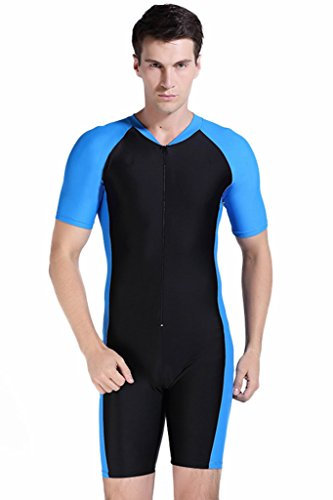 Herren Schwimmanzug Lang UV-Anzug UPF>50 Schutzkleidung Sunsuit Ganzk?rperansicht Badeanzug S Blau-1