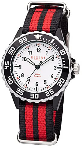 Regent Unisex-Kinder Analog Quarz Uhr mit Textil Armband 12400277