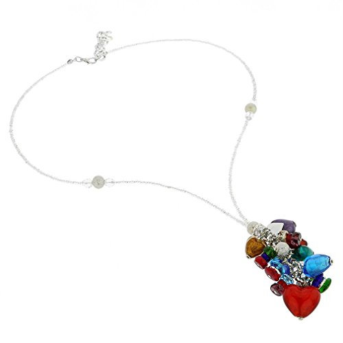 Donatella Murano Glas Herzanhänger Halskette - Multicolor