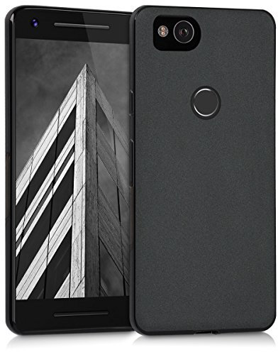 kwmobile Hülle kompatibel mit Google Pixel 2 Hülle - weiches TPU Silikon Case - Cover geeignet für kabelloses Laden - Schwarz matt