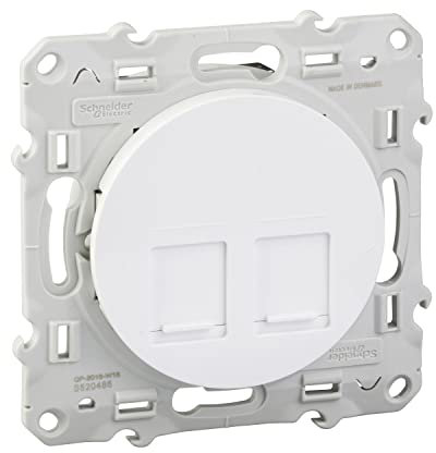 Odace, prise double RJ45 Blanc, grade 3 (multimédia) cat. 6 STP, à vis