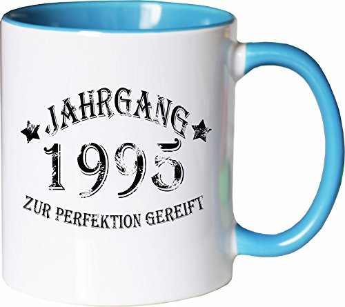 Mister Merchandise Mug Humoristique avec Inscription « Année », Blanc/Bleu Clair, 1995