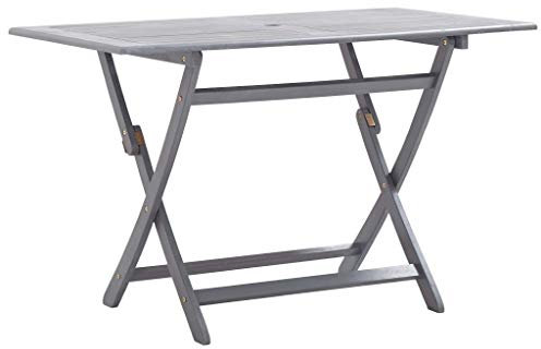 Festnight Klappbarer Gartentisch Klapptisch Garten Esstisch mit Schirmloch in der Tischmitte Balkontisch Holztisch Balkon Garten 120 x 70 x 75 cm Massivholz Akazie