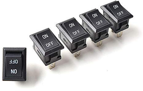 DC AC Wippschalter 2 Polig SPST, Mini ON/OFF Rechteckig Kippschalter Knopfschalter für AC 125V-250V DC 12V 24V 36V 48V 60V Auto Boot Motorrad TV Wasserspender Kaffeekanne Haushaltsgeräte - 5 Stück