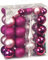 Inge Christmas Goods Weihnachtskugeln bruchfest | 47 TLG Berry Kiss rosa Bordeaux | 46 Christbaumkugeln und Weihnachtsbaumspitze | bruchsicher Kunststoff