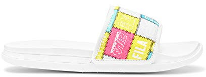 Fila Damen Drifter Lux Patchwork Schiebe-Sandalen, Weiß/Mehrfarbig, 43.5 EU