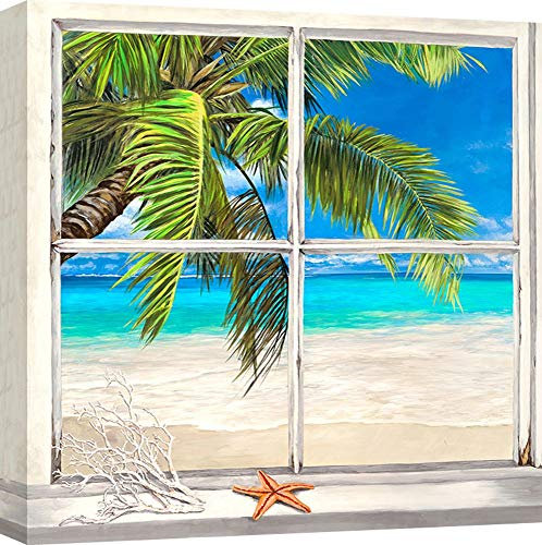 ART PRINT CAFE' – Quadro finestra sul mare - stampa su tela - Remy Dellal, Horizon tropical l - misura 70X70 cm