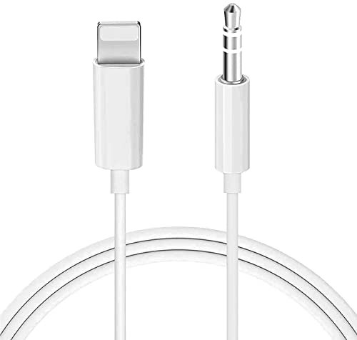 Omivine Aux Cable for iPhone in Car, 3.5mm Headphones Aux Cord for Car/Home Stereo/Speaker, Compatible with iPad/iPod/iPhone 11/12/13/14/Pro/Xs/XR/X/8/7 - White