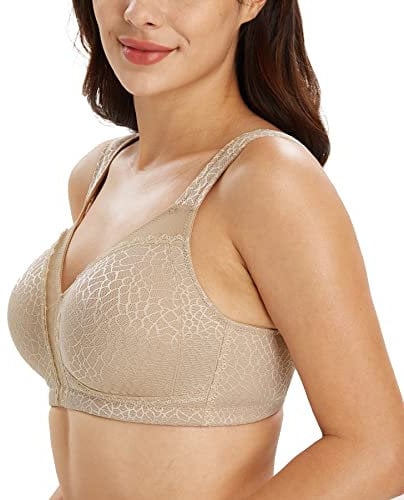 Lemorosy Damen Komfort Vollschalen Ungepolstert Ohne Bügel Klassischer BH (95F, Braun)