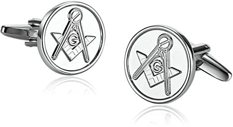 Manschettenknöpfe Rund Silber, Manschettenknöpfe für Papa Edelstahl Cufflinks Freimaurer-Kompass Der Freimaurer Schmuck Geschenk
