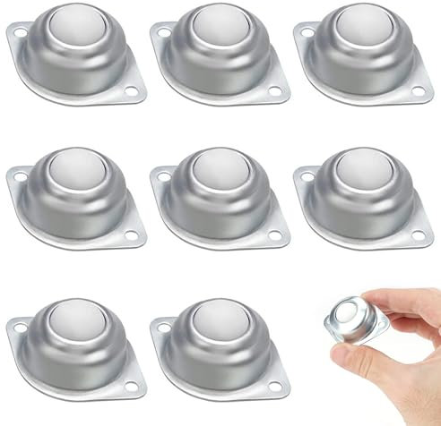 8 stück Kugelrollen, Rollen für Schlitten, Kugelrollen für Möbel, Kugelrollen Schwerlast, Kleine Möbelrollen, Nylon Kugelrolle Rollen mit 2 Montagelöcher, Klein Kugelrollen für Möbel,Schrank Rollen