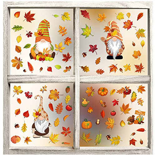 Thanksgiving - Adesivo decorativo per finestra, 6 fogli, per autunno, festa del Ringraziamento, per finestra, senza colla, foglie d'acero, decorazione per cameretta dei bambini, caffè