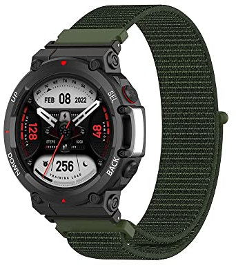 SeNool Nylon Armband Kompatibel mit Amazfit T-Rex 2, [Nylon Sport Ersatzarmband] [Klettarmband] [Weiches, Atmungsaktives], Uhrenarmband Kompatibel mit Amazfit T-Rex 2- Vert