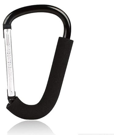 BeiLan D Shape Large Buggy Carabiner Hook,Pram Pushchair Stroller Clip,Shopping Accessories Bag Holder Hook,16cm(6.3) Black