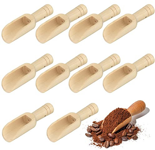 10 Piezas Mini Cuchara de Madera,Cuchara de Sal con Mango Corto Cuchara Sales de Baño Cuchara,Leche en Polvo Cuchara, Pequeñas de Madera para Especias Té Azúcar Harina