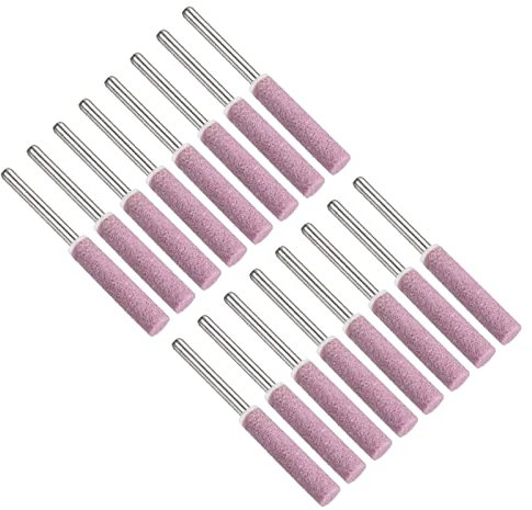 PATIKIL 1.9 Length Grinding Stone File, 16 Pack Chainsaw Sharpener Stone Ceramic Bits Grinding Tool for Polishing Chainsaw Metal Wood, Pink