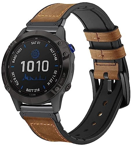 OTOPO Kompatibel mit Fenix 6/Fenix 5/Fenix 7/ EPIX 2 Armband für Herren, 22mm Quick Fit Hybrid Sport Armband Leder Schweißfest Handgelenkband für Garmin Fenix 6 Pro/Sapphire,Fenix 5 Plus