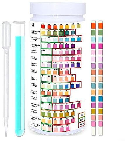 16-in-1 Trinkwassertest-Set, Wassertest-Set für Zuhause, Wasserqualitätstest-Set für Trinkwasser, Schwimmbäder (100 Stück)
