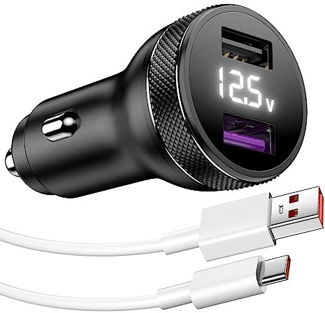 Kfz Ladegerät und USB C Kabel für Xiaomi Redmi Note 13 12 11 Pro 5G, 67W Turbo Charge Autoladegerät 6A Zigarettenanzünder USB Schnellladung für Xiaomi 11T 12 Lite 13T 14 POCO X6 X5
