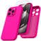 ORNARTO Compatible with iPhone 15 Pro Max Case Shockproof with 2pcs Screen Protectors, Waterproof Liquid Silicone Rubber Full Cover Protective Case for iPhone 15 Pro Max 6.7 inch-Hot Pink