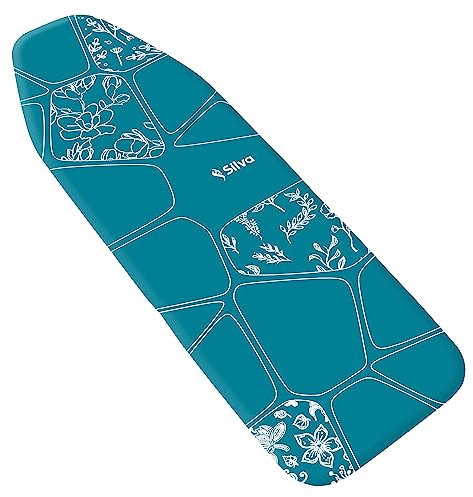 Silva Housse de table à repasser 120 x 40 cm pour centrale vapeur et fer à repasser - 100 % coton et mousse de 4 mm - Housse de table à repasser pour repassage rapide - Taille L - Turquoise