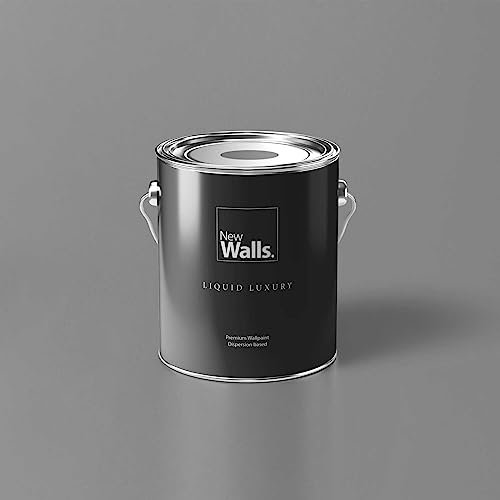 New Walls Premium Wandfarbe Grau, Stein-Grau Liquid Luxury Dispersionsfarbe für Innenräume – 5 L