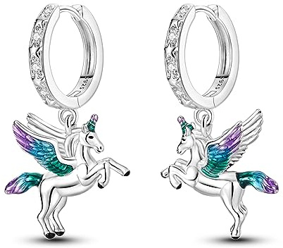 Hängeohrringe aus 925er Sterlingsilber für Damen im Boho-Vintage-Stil | Leichte Zirkonia-Ohrhänger mit bunten Perlen und Federn, Traumfänger-Motiv, schlichte kleine Huggie-Ohrringe