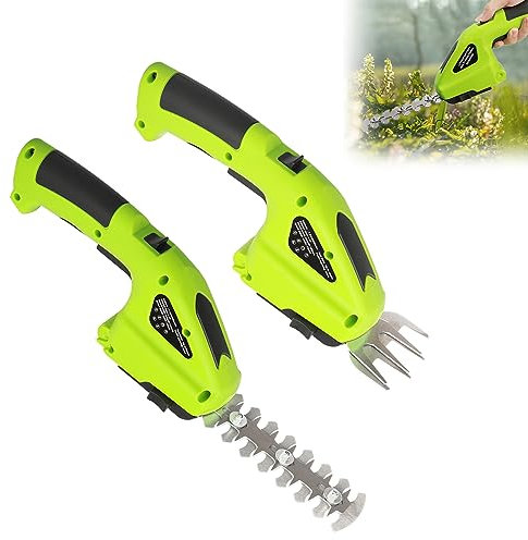 HshDUti Cesoie tagliasiepi senza fili 2 in 1, tagliasiepi elettrico da 7,2 V, batteria agli ioni di litio integrata, tagliasiepi manuale con 2 lame commutabili per arbusti, giardino, erba, prato e