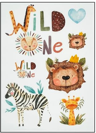 Bügelbilder Set für Textilien DIN A4 Kinder Mädchen Jungen Dino Einhorn Waldtiere groß klein Aufbügelbild zum aufbügeln verschiedene Designs Aufbügler Transferbilder (9 - Wild One)