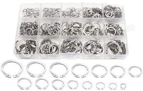 Klemmen, Klemmen, Klemmen, C-Clip-Sicherungsring-Snap-Sicherungsring-Set aus legiertem Stahl, C-Clip-Unterlegscheiben Snap 5-19 mm Sortimentssatz-CN, Kohlenstoffstahl ( Color : Stainless Steel , Size