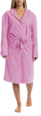 o-day Peignoir en microfibre pour homme, femme, peu encombrant, unisexe, pour adultes, avec capuche, poches et ceinture, idéal pour voyage, piscine, salle de sport, léger et doux, rose, XXL