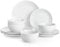 MALACASA 12 Pieces Gourmet Porcelain Dinnerware Sets, Modern White Dish Set for 4, Premium Serving Plates and Bowls Sets, Chip and Scratch Resistant Dishware Sets, Series AMELIA
