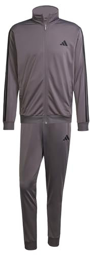 adidas Herren SPORTSWEAR BASIC 3 STRIPES TRICOT TRACKSUIT, Grey Strata, L Tall