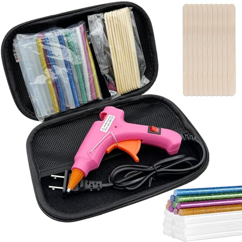 Pistola per colla, pistola per colla a caldo con 30 bastoncini di colla e 10 bastoncini di legno, kit mini pistola per colla a caldo con custodia per il trasporto, per artigianato, fai da te