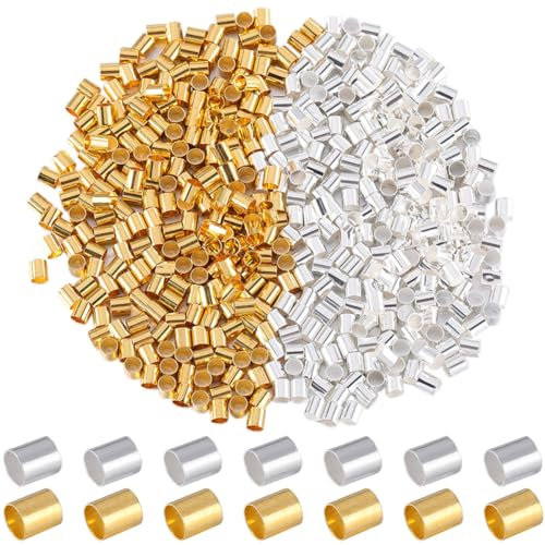 SOFPLATE 1 Box 2000 Stück Quetschperlen 3 mm Stopperperlen Metallkordeln Endkappen Gold Silber Messing Crimper Lose Abstandsperlen Zur Schmuckherstellung Crimpperlen DIY Armbänder Ohrringe Basteln