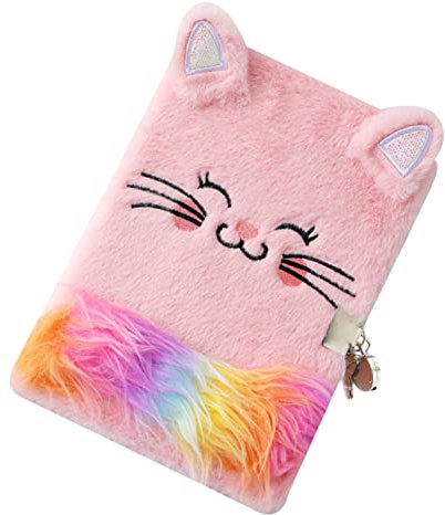 SKISUNO Plüsch Tagebuch Mit Schloss Lustiges Katzen Design Für Junge Mädchen Geeignet Als Notizbuch Für Geheimnisse Kreatives Schreiben Und Zeichnen Für Mädchen