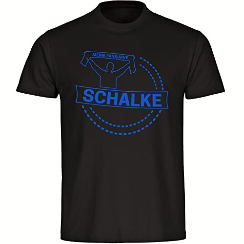 multifanshop Herren T-Shirt - Schalke - Meine Fankurve - Druck blau - Männer Größe XXL schwarz