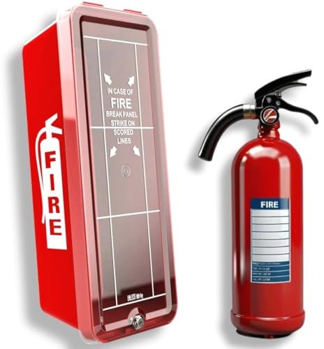 ISOP Feuerlöscherschrank aus Kunststoff Klein für 2,5 kg - Feuerlöscherbox - Notfall-Feuerlöscherbox für den Außenbereich Montiert - Feuerlöschermontage - Feuerlöschergehäuse - Box für Feuerlöscher