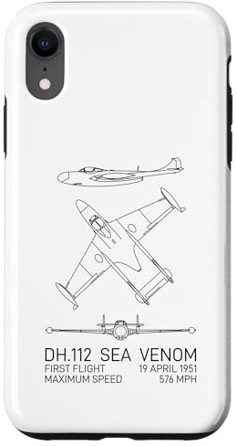 iPhone XR Sea Venom British 1950s Jet Plane Blueprints Infographic Case