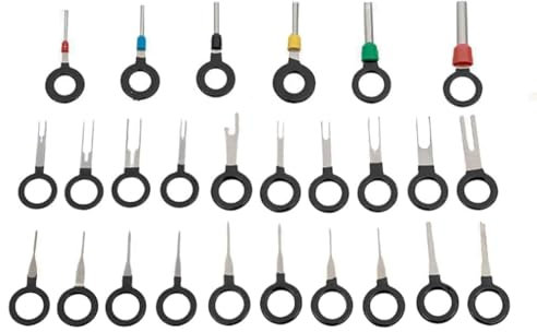 Bkemkri 26 PCS Outils de Retrait de Terminal pour Câble de Voiture, Déverrouillage de Voiture, Outils de Extracteur de Cosses, Kit de Démontage d'Extracteur pour la Plupart des Bornes de Raccordement