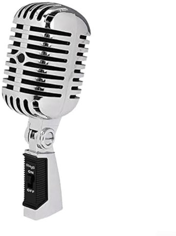 Whychstore Metal Dynamic Microphone, Retro Stage Dynamic Microphone, Vintage Swing Karaoke Retro Metal Shell Microphone Capturing Vocals(Silver)